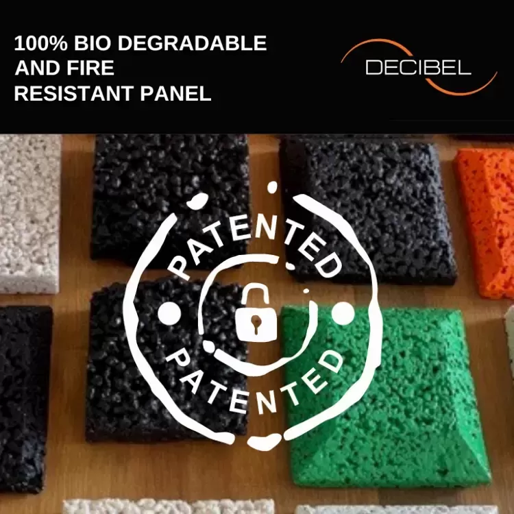 DECIBEL patentiert das weltweit erste 100 % nicht brennbare, biologisch abbaubare thermische, schalldämmende und akustische Material.