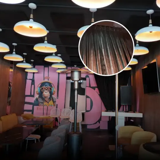 Akustische Behandlung für den Loungebereich einer Boutique-Bar